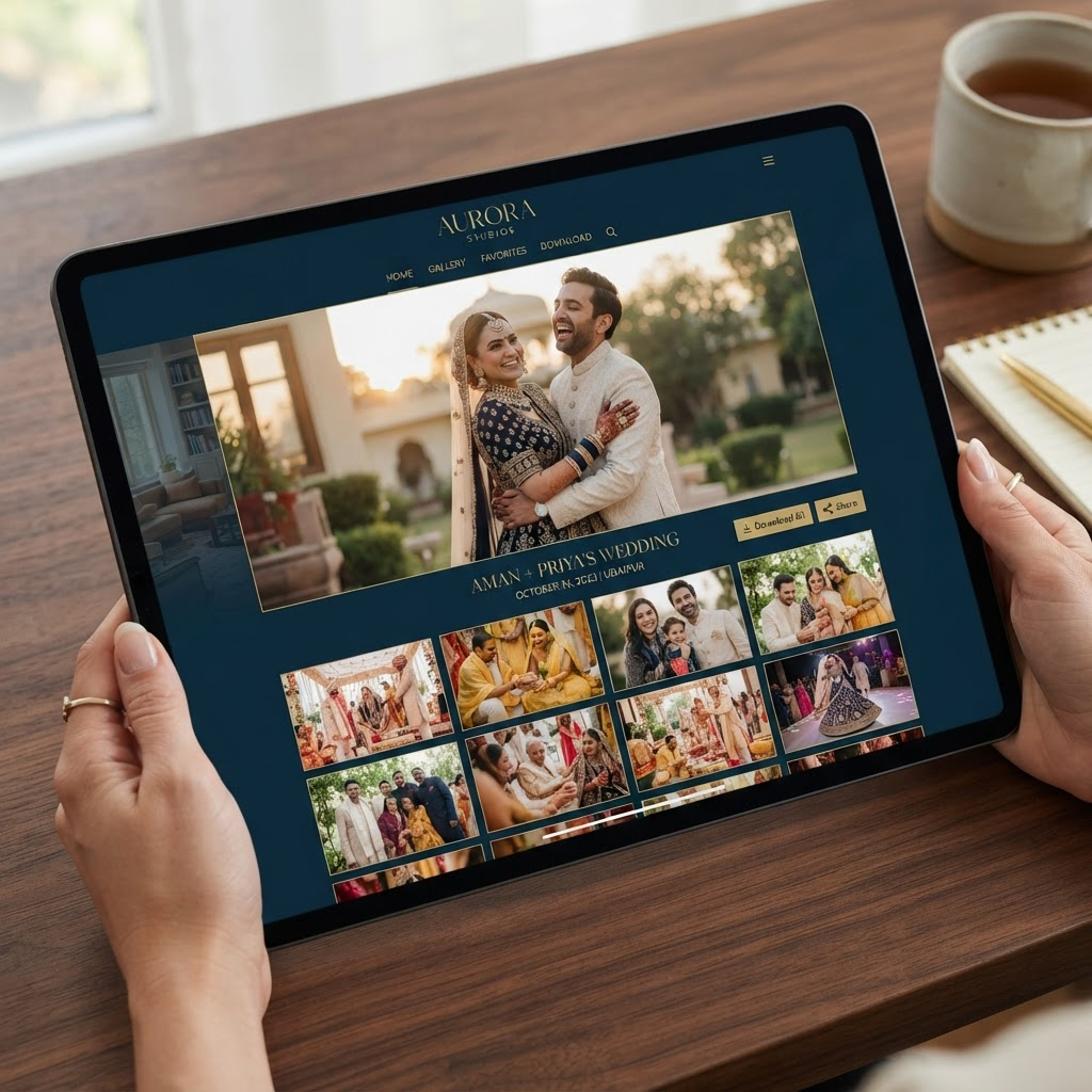 Branded customer gallery on a tablet