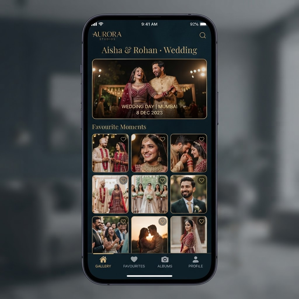 Branded customer gallery app on a phone